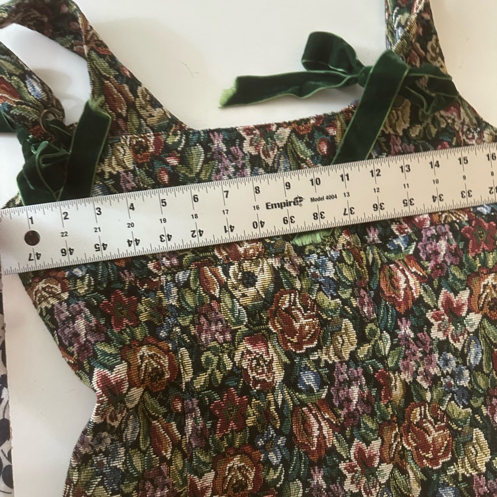 Dolls Kill Floral Tapestry Mini Dress with Green Velvet Ties - Picture 13 of 16